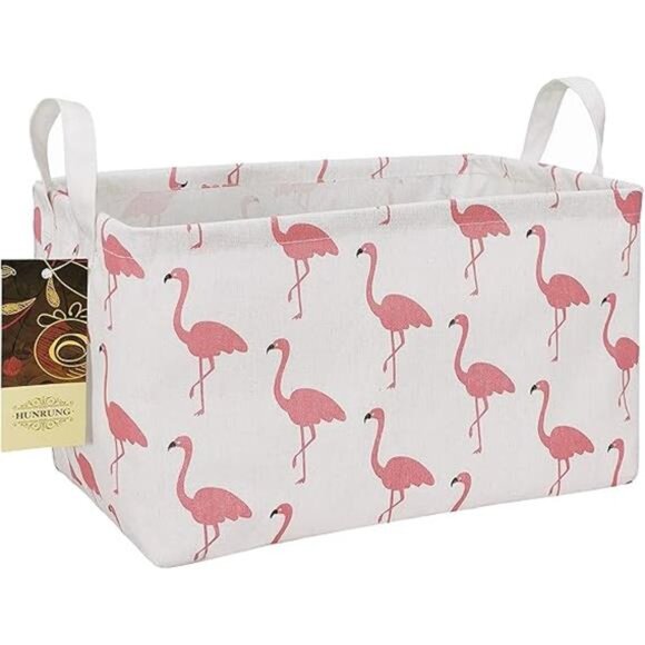 HUNRUNG Rectangle Storage Basket Cute Canvas Organizer Bin for Pet/Children - Picture 8 of 8